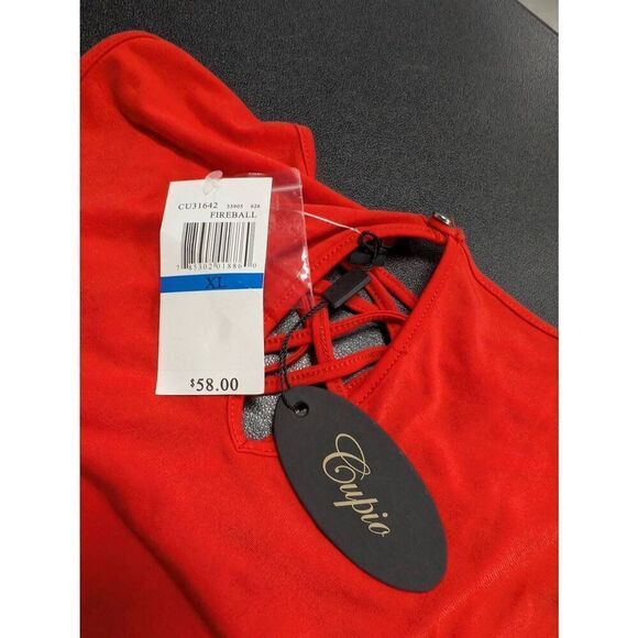 Cupio Women’s Top Bright Red Sleeveless Chest Detail Women's Size XL - Picture 4 of 6